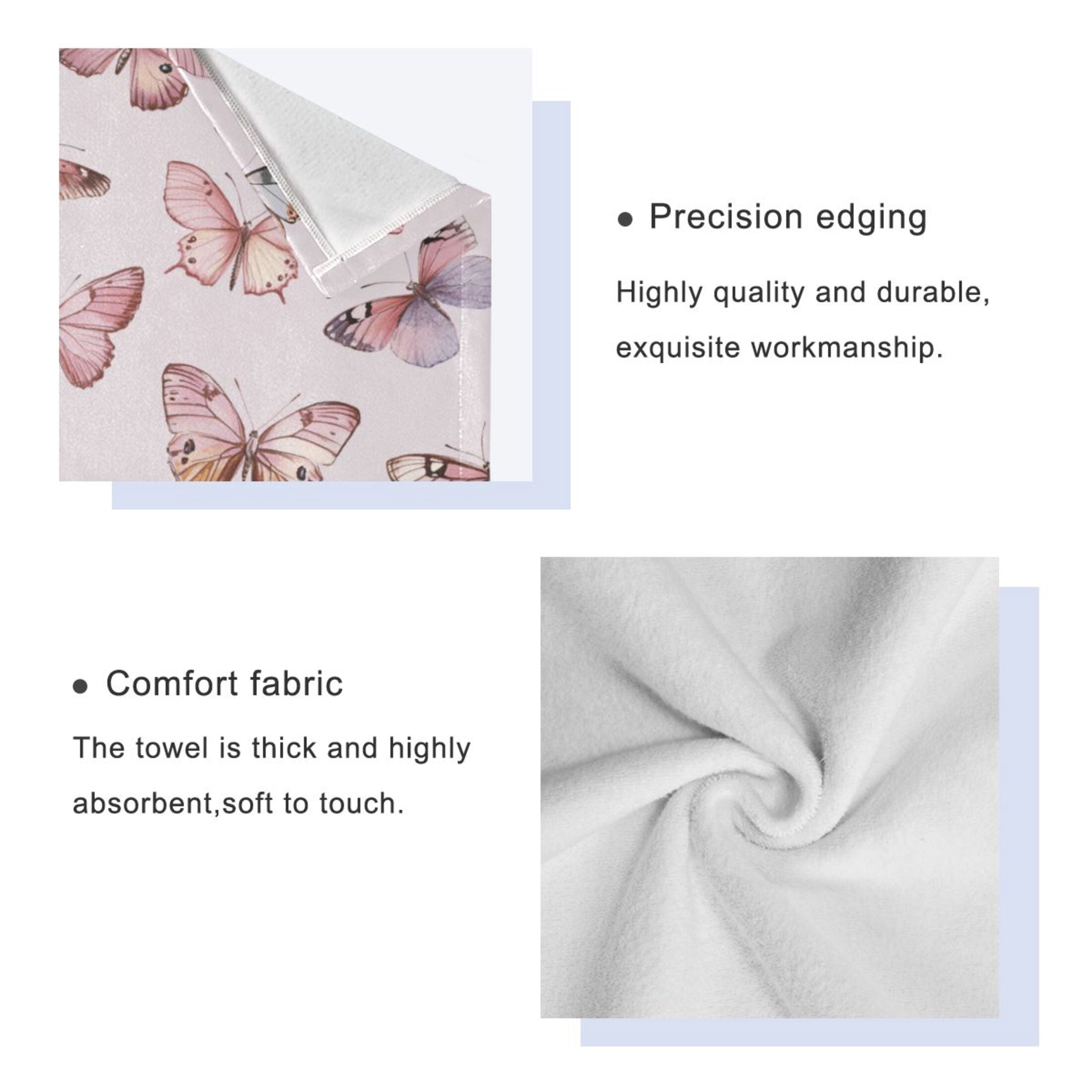 Three-Piece Towel Set Face Towel Towel Set Hand Towel Bath Towel Cotton Bath Towels Bath Towel Sets Hand Bath Towels Pretty Pink Butterfly