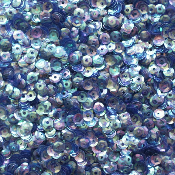 Sapphire Blue Cup Sequins 4mm Crystal Rainbow Iris Iridescent Made in USA
