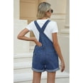 thumbnail image 5 of Pink Queen Women's Denim Classic Adjustable Straps Cuffed Hem Bib Overalls Shortalls S-2XL, 5 of 7