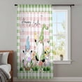 thumbnail image 4 of Easter Sheer Curtains 63 Inches Long, Spring Gnomes Floral Bunny Duck Green Pink Plaid Light Filering Curtains, Breathable Simi Curtain Privacy Drapes for Living Room Bedroom Window Treatment, 4 of 9