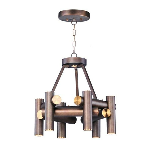 Maxim 20824BZFAB Tubular 7-Light LED Pendant, Bronze Fusion & Antique Brass