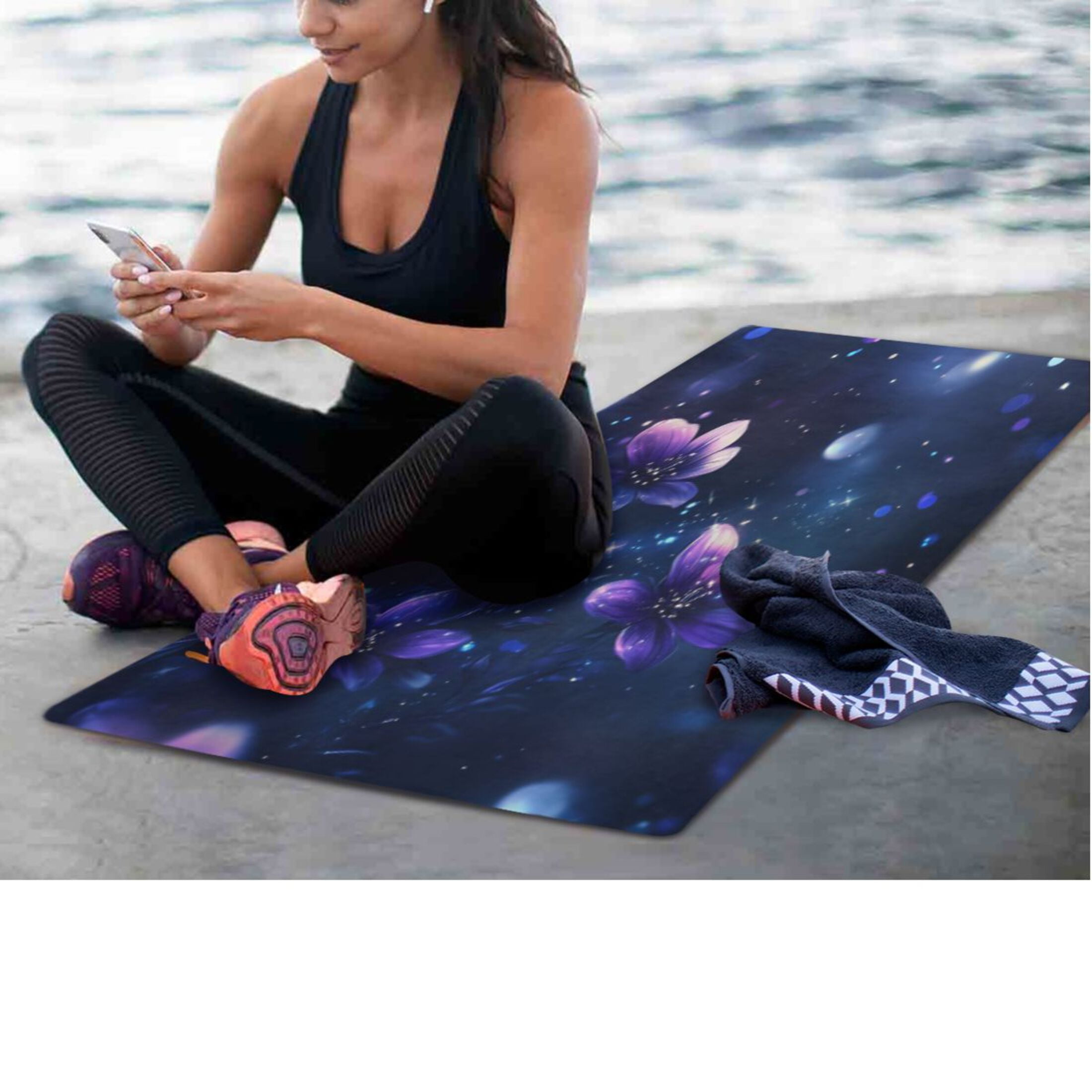 BZSMCE Yoga Mat Women Fitness Mat Starry Blossom Pattern