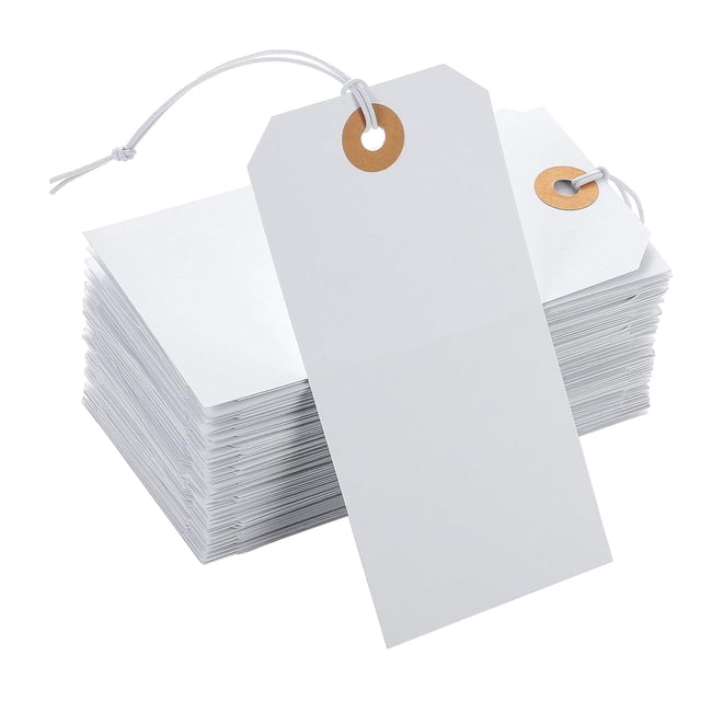 100 etiquetas de regalo con cuerda, etiquetas colgantes de regalo, etiquetas de papel para decoración del hogar, etiquetas colgantes en blanco para el 12x6cm
