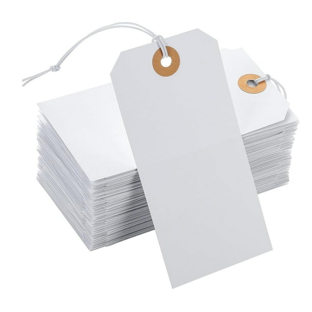 100 etiquetas de regalo con cuerda, etiquetas colgantes de regalo, etiquetas de papel para decoración del hogar, etiquetas colgantes en blanco para el 12x6cm