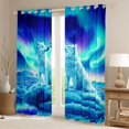 thumbnail image 2 of jejeloiu Jungle Wildlife Wolf Curtains Pack of 2 (42x84 Each),Watercolor Aurora Curtains Blackout For Boys Teens, 2 of 6