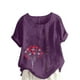 thumbnail image 1 of Vestidos Casuales Para Mujer, Blusas De Mujer De Moda Blusa informal de lino con cuello redondo, manga corta y botones para mujer, 1 of 4