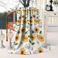 thumbnail image 4 of White Sunflower Blanket,Comfortable Soft Flannel Throw Blanket,All Season,Warm Lightweight Blankets for Sofa Bed Couch Living Room Chair,50"x60"(130x150cm), 4 of 4