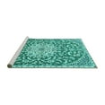 thumbnail image 2 of Ahgly Company Machine Washable Indoor Square Medallion Turquoise Blue Traditional Area Rugs, 5' Square, 2 of 4