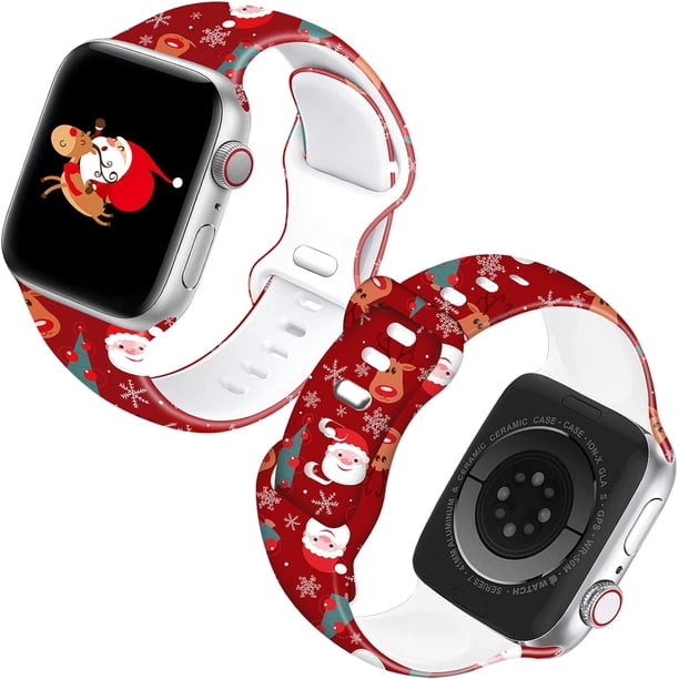 Correa de reloj navideña de Halloween compatible con Apple Watch de 38 mm, 40 mm, 41 mm, 42 mm, 44 mm, 45 mm y 49 mm para mujer, correa de reloj de otoño, correa de repuesto navideña para iWatch Serie