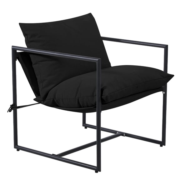 Melocadol Accent Chair with Armrest, Sturdy Metal Frame, Soft Upholstered Seat, 27.6" x27.6"x32.3", Mid-Century Style Space-Saving Living Room Chair, Black
