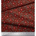 thumbnail image 3 of Soimoi Red Cotton Poplin Fabric Floral & Leaves Printed Craft Fabric by the Yard 56 Inch Wide, 3 of 3
