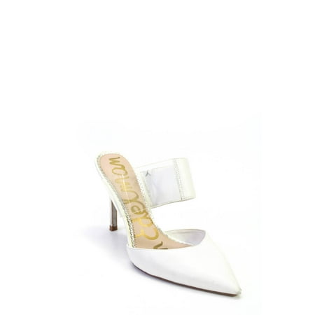

Pre-owned|Sam Edelman Womens Clear Strap Point Toe Mules Pumps White Size 8