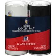 (4 pack) Morton Salt Iodized Salt & McCormick Black Pepper, 5.25 oz Shaker Set