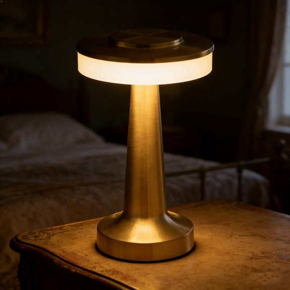 NWOKYZGH Portable Metal LED Table Lamp, Cordless Battery Table Lamp, 3 Color Touch Control Rechargeable Desk Lamp, 3-Levels Brightness Bedside Battery Lamp, Night Light