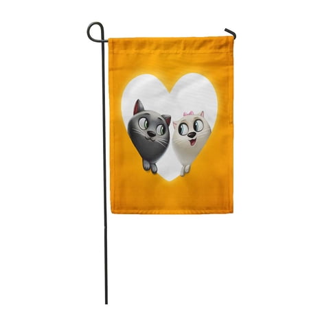 SIDONKU Love Lovers of Cats Beautiful Black Boy Couple Garden Flag Decorative Flag House Banner 12x18 inch