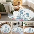 thumbnail image 5 of Round Rugs 7Ft, Coastal Seahorse Round Area Rug Washable Indoor Throw Carpet, Summer Beach Nautical Ocean Coral Large Non Slip Circle Rug for Dining Room Playroom Home Decor Aesthetic, 5 of 8