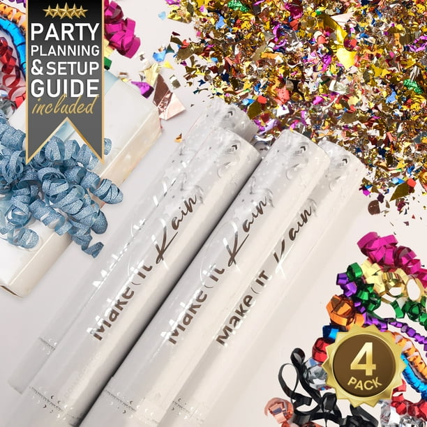 Premium Confetti - 4 Pack MultiColor | Streamer Cannons Confetti Poppers | Party Shooters - Birthday, Graduation, New Years Eve, Wedding Walmart.com