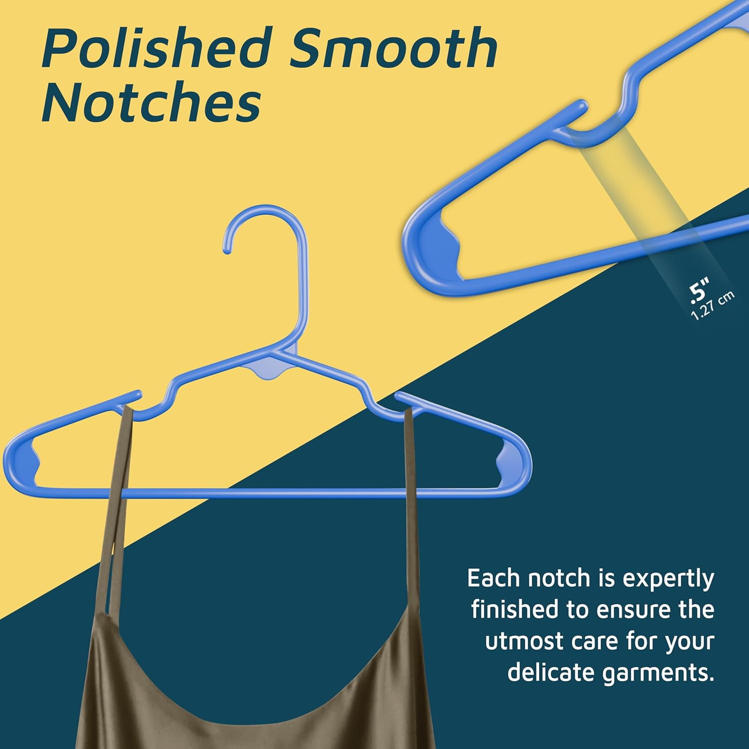 Plastic Kids Clothes Hangers – Children Clothes Hanger with Shoulder Notch, 11.6 Inch Space-Saving Closet Organizer for Baby, Toddler, and Kids Clothing, Hold Up to 5 lbs, Pack of 20, Blue
