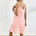 thumbnail image 5 of BRGZLK Stripe Dress for Womens Summer V-Neck Sleeveless Bohemian Beach Halter Dress Pink L, 5 of 6