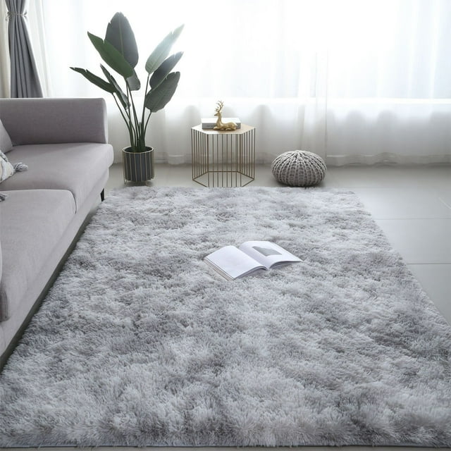 Zenithome 5ft x 8ft Furry Shag Area Rug, Unkempt Long Pile Indoor Carpet for Living Room & Bedroom, Non-Slip Rubber Backing, Soft Polyester Floor Mat, Washable Home Decor Rug