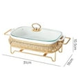 thumbnail image 2 of Stainless Steel Ceramics Chafing Buffet Dish Chafer Set Food Warmer Heating Pan Large Capacity Serving Tray With Lid For Home Restaurant Canteen, 2 of 7