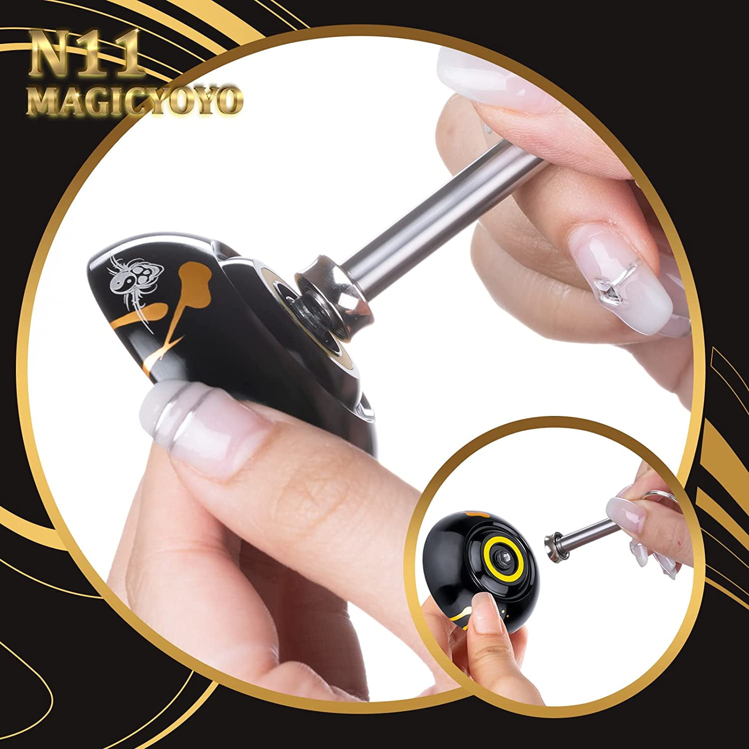 MAGICYOYO Professional Yoyo N11,  Dual Purpose Yoyo for Kids and Advanced (Black with Golden)