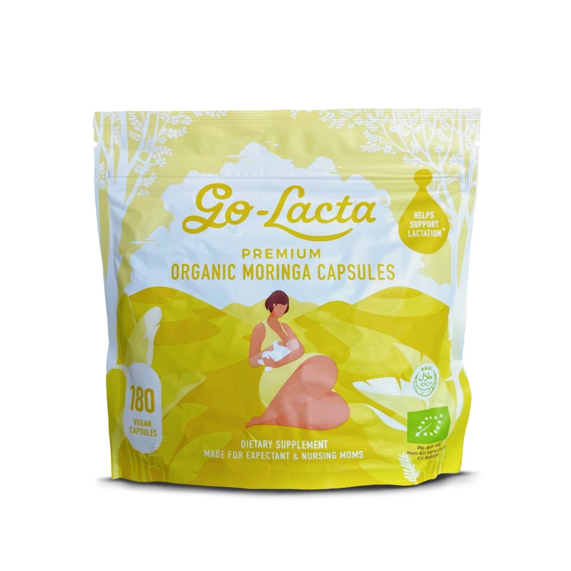 Go-Lacta Premium Organic Moringa Dietary Supplement Made For Expectant & Nursing Moms - 180 Capsules