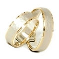 thumbnail image 2 of Pompeii3 14K Gold Matching Two Tone Hammered Wedding Ring Set, 2 of 5