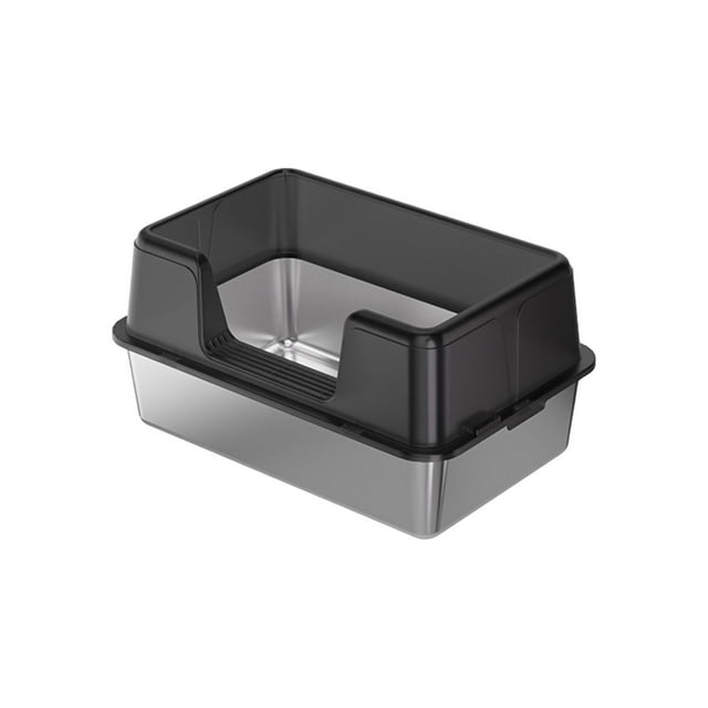 Caja de arena para gatos, bandeja de arena de lado alto, antisalpicaduras, contenedor de arena para gatos de lado alto, bandeja de arena para mascotas 50cmx35cmx28cm gris