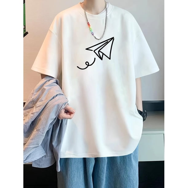 Camiseta de cuello redondo con estampado gráfico para hombre, informal y cómoda para verano, ideal para vacaciones diarias y tiempo libre.