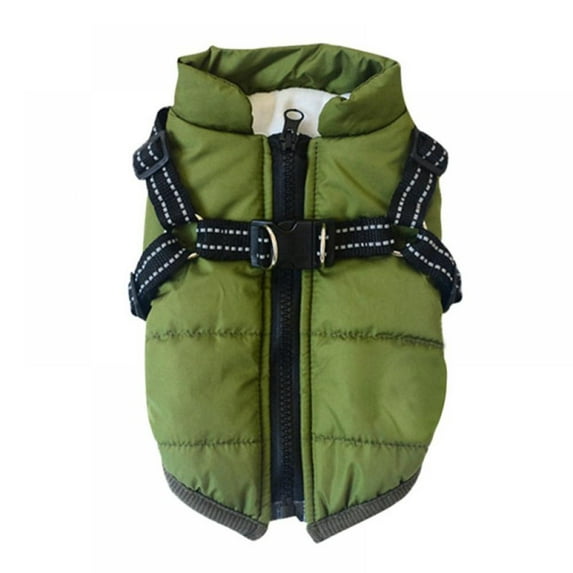 Zip Up Windproof Warm Dog Jackets -Harness Ring Built in Reflective Thick Dog Jacket Winter Small Medium Dog Coat for Indoor and Outdoor