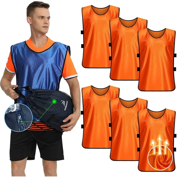 Paquete de 6 camisetas de chaleco de entrenamiento Pinnies para fútbol, baloncesto, hockey, adultos Adepaton CZYD-XM36-16