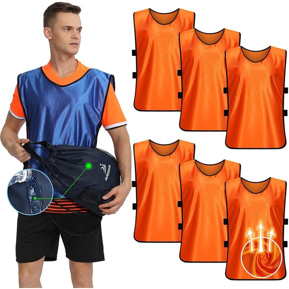 Lot de 6 Gilets de Match de Pinnies pour Soccer Basketball Hockey Adulte