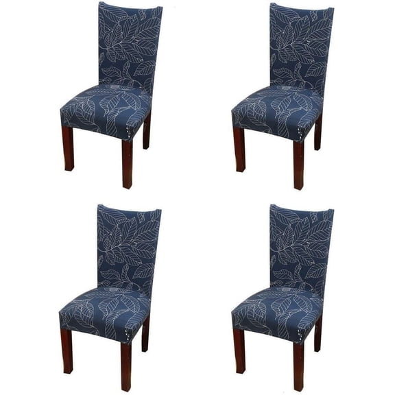 4 x Soft Spandex Fit Stretch Short Dining Room Chair Covers with Printed Pattern, Banquet Chair Seat Protector Slipcover for Home Party Hotel Wedding Ceremony (Style 11)