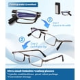 thumbnail image 3 of Ultra Thin Folding Reading Glasses for Men 2 Pack Blue Light Blocking Compact Computer Foldable Readers With Case, 3 of 7