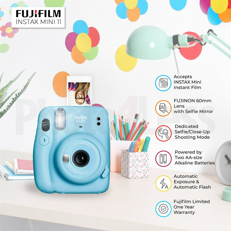 Fujifilm Instax Mini 11 Instant Camera - Sky Blue (16654762) | Butterfly  Case | Butterfly Album | Instant Film Pack | Photo Frames