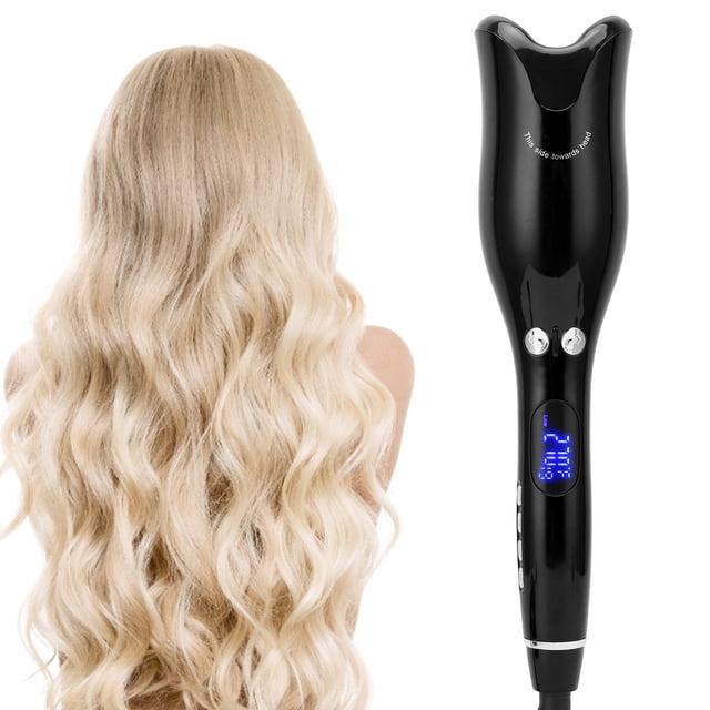 Rizador de Pelo Autico, Varita Rizadora Profesional Con temperatura Ajustable Para Ondas Duraderas, Rizador de Cerámica Con Rotacia Automática, Pantalla LED