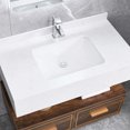thumbnail image 2 of White Rectangular Ceramic Basin Sink - Overflow, Soundproofing, Heat , Stain & Scratch Rust No Faucet Slots Bathroom Vessel Soundproof, Holes Emerged, 2 of 3