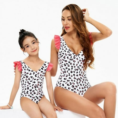 

BULLPIANO Mother And Daughter Parent-child Swimsuit Floral Print Swim Bikini Set Two Piece Family Matching Swimwear Mommy Me High Waist Swimming Suit Sleeveless Bathing Suits