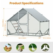 Large Metal Chicken Coop, SACVON 13.1x9.8x6.6 ft Chicken Cage Hen House with Waterproof Cover and Chicken Perch