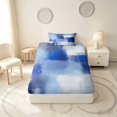 thumbnail image 4 of Manfei Abstract Watercolor Art Twin Sheets, Aesthetic Ombre Bedding, Blue White, Black Reversible 3-Piece1 Flat Sheet + 1 Fitted Sheet + 1 Pillowcase, 4 of 6