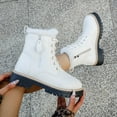 thumbnail image 2 of Wensltd Chunky Boots Women British Style Lace Up Side Zip Warm Lined Comfort Fashion Shoes, 2 of 7