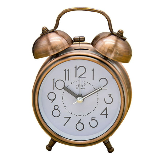 Reloj electrónico fluorescente retro de la luz de la noche de la luz de la noche del despertador doble de la campana doble del metal silencioso de 3 pulgadas Advancent HA1181-01B