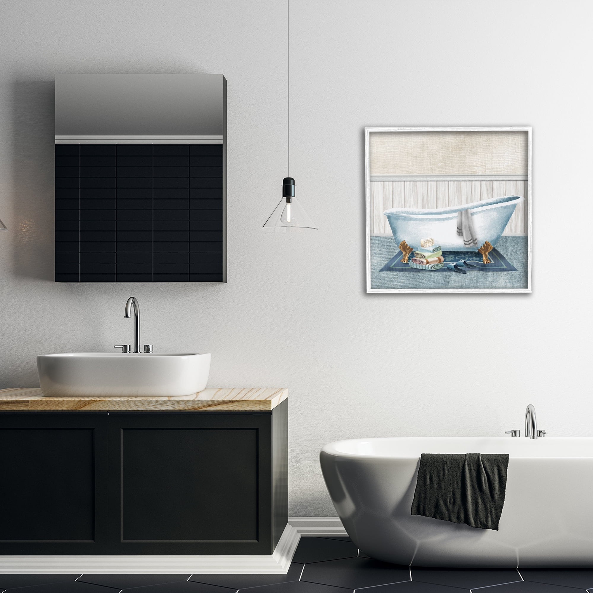 Stupell Industries Cozy Clawfoot Bathtub Spa White Framed Giclee Art, design by Conrad Knutsen
