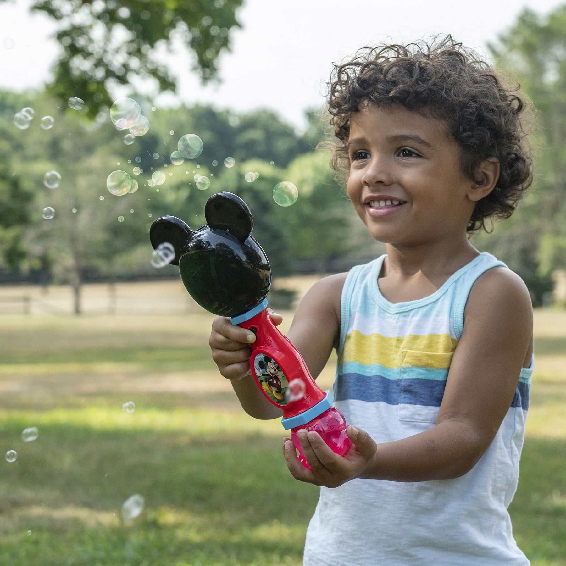Little Kids Disney Mickey Mouse Light and Sound Musical Bubble Wand, Includes Bubble Solution