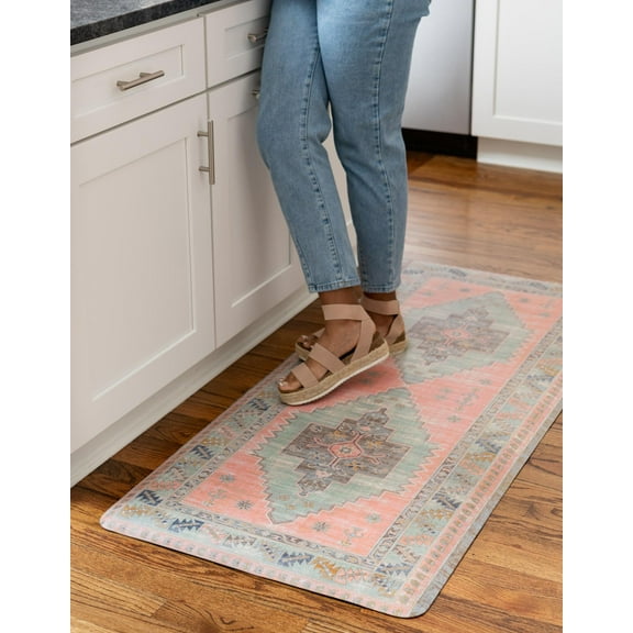 Unique Loom Comfort Mat Collection - Whitney (2' x 3' Rectangle Rose Pink/Black)