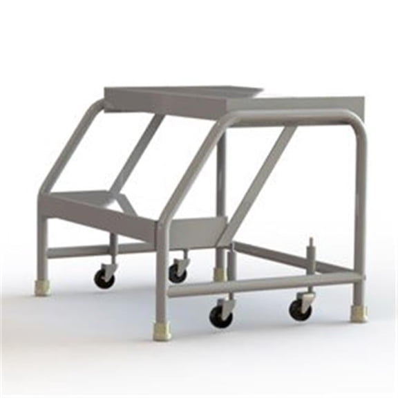 2 Step Aluminum Rolling Ladder, 24 in. Ribbed Step, Without Handrails