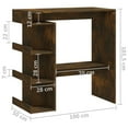 thumbnail image 4 of vidaXL Bar Table with Storage Rack Smoked Oak 100x50x101.5cm Engineered Wood, 4 of 4