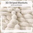 thumbnail image 2 of SoComfy by Bedelite Beige Blanket for Couch & Bed, 300GSM Soft & Warm Fleece Blanket, Decorative and Giftable Striped Blankets for Women, Men, 2 of 8