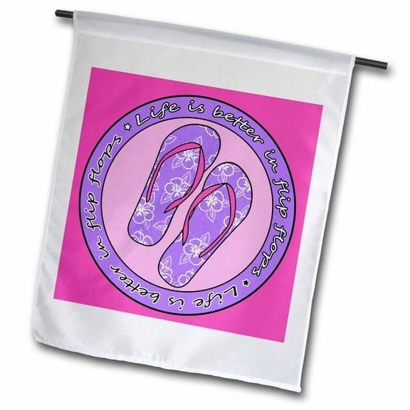 3dRose, Life is Better in Flip Flops - Purple and Pink, 12 x 18 inch Garden Flag